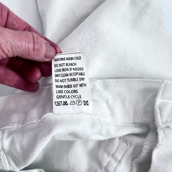 WOMENS WIDE LEG CROPPED JEANS HIGH WAISTED FRONT AND BACK POCKETS WHITE  SIZE S - Picture 12 of 12